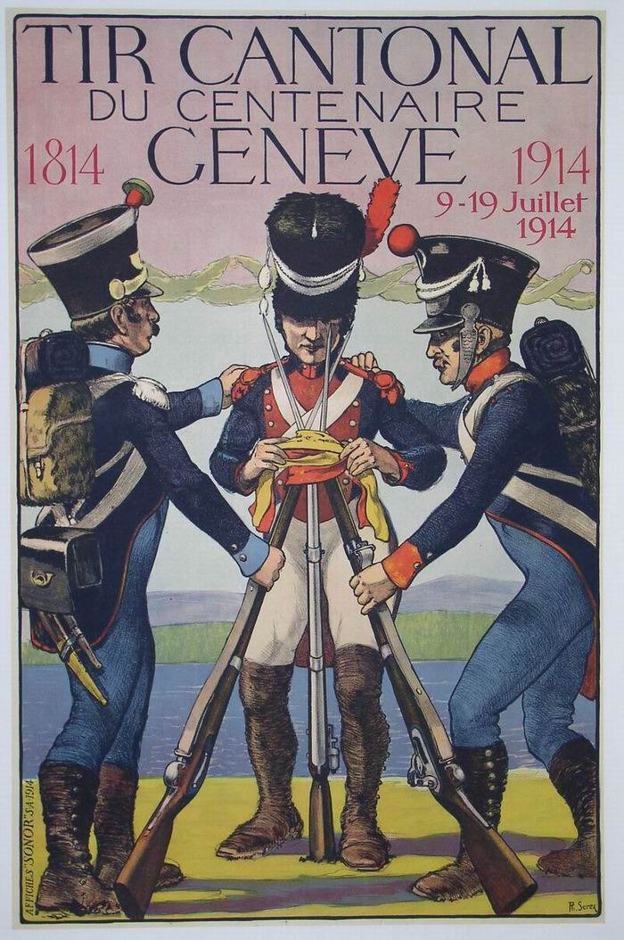GENEVE TIR CANTONAL, Lithographie originale – R Serex, 1914