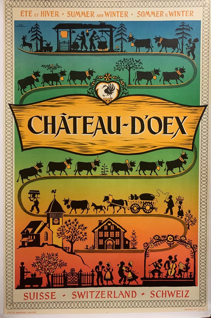 Chateau d'Oex, Lithographie originale – W Spinner