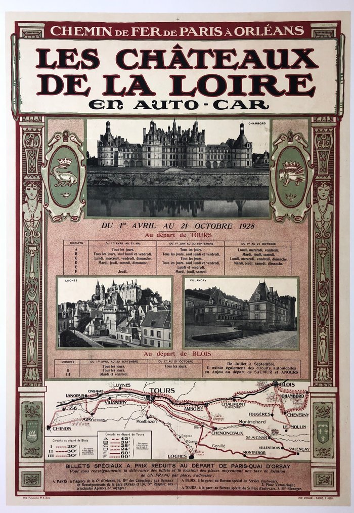 Les Chateaux de la Loire, Lithographie originale –  Anonyme, 1928